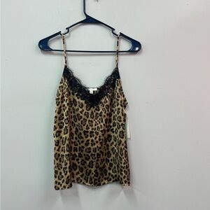ABOUND Leopard Print Camo Tank Top with Lace Trim Size Small